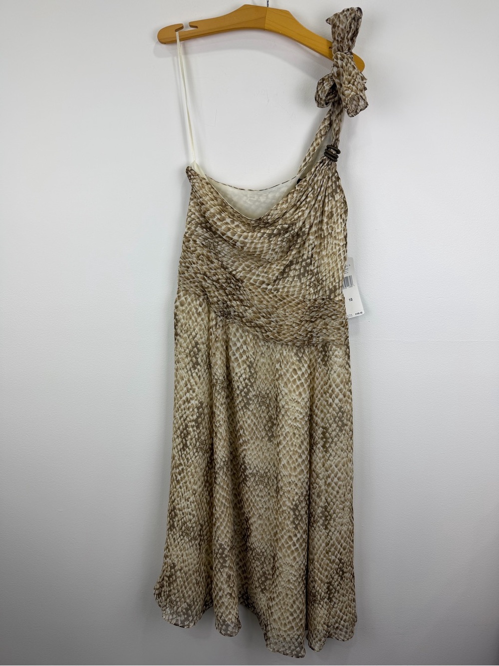 Lauren Ralph Lauren Snake Print One Shoulder Silk Dress NWT Size 10 - Picture 2 of 10